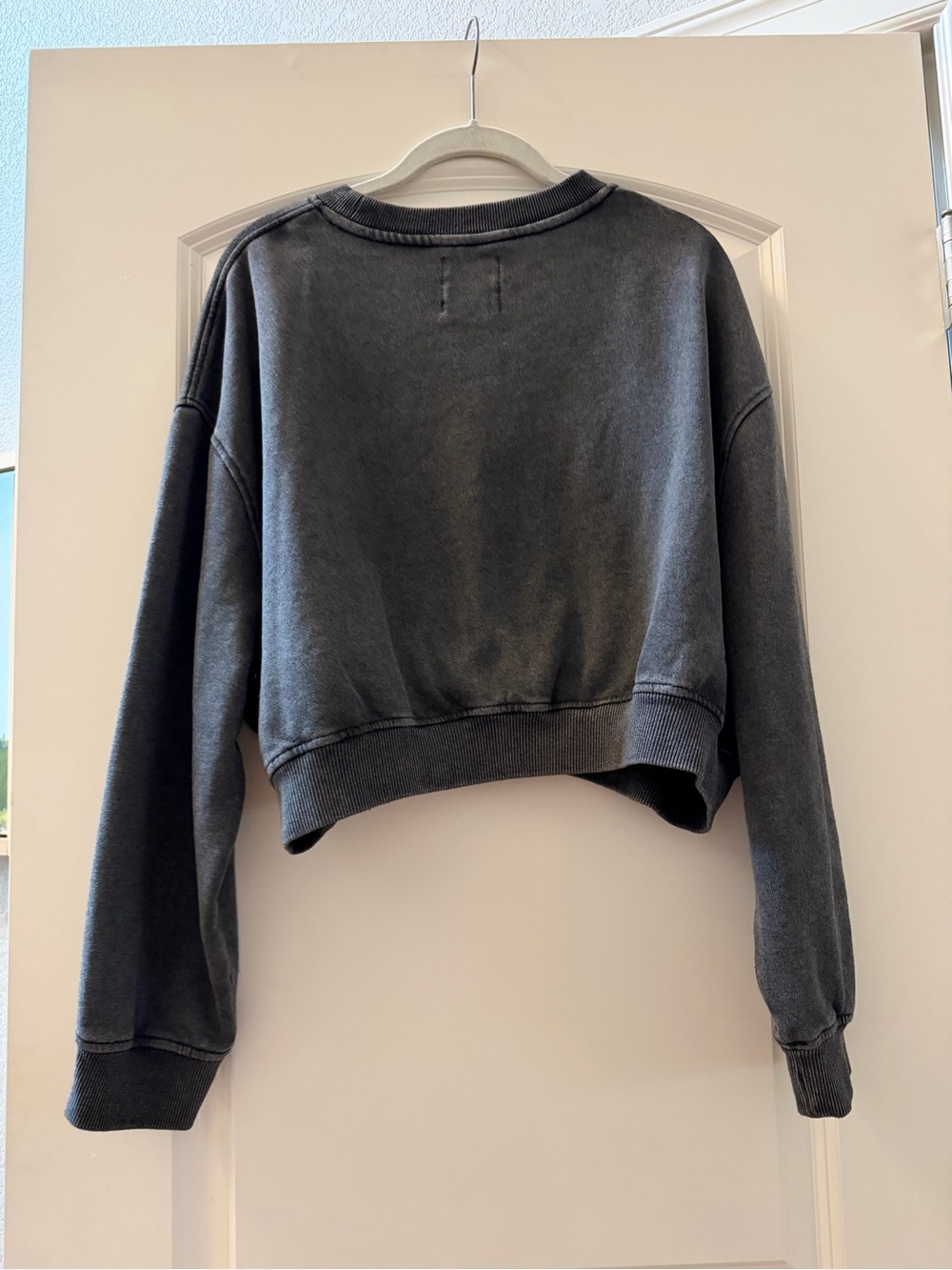 Lazy Sunday Cropped Crewneck Sweatshirt w Diamond Rhinestones. Loungewear. L - Picture 3 of 7